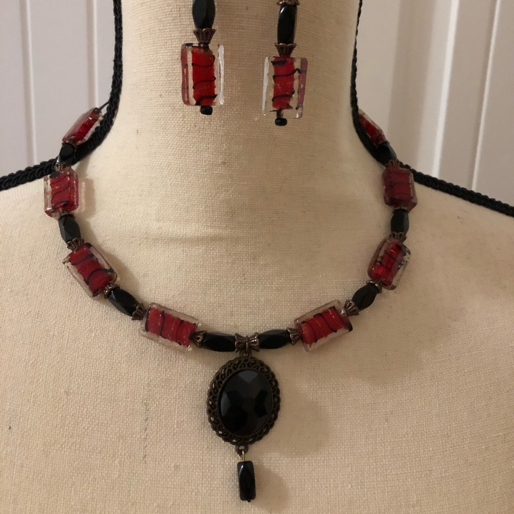 Glasshouse custom made necklace and earring set